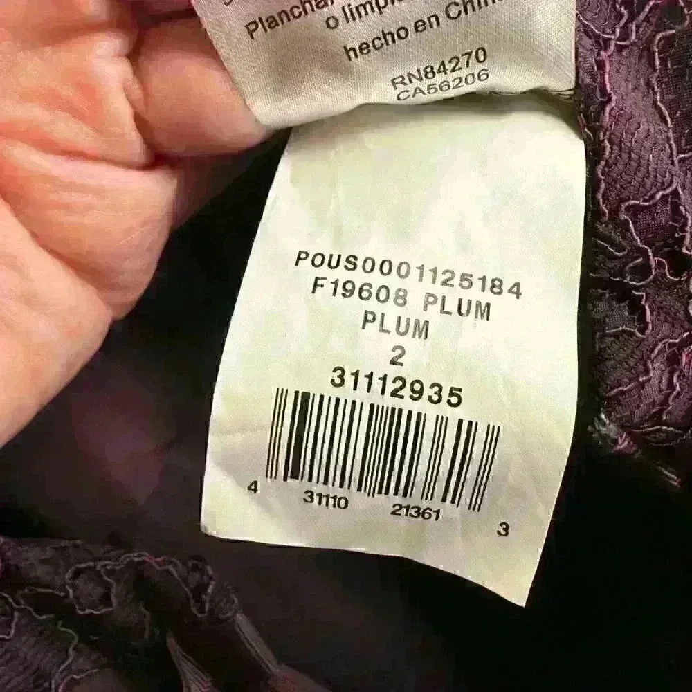 NWT David's Bridal F19608 Plum Long Lace Mesh High Neck Sz 2 - Picture 8 of 12